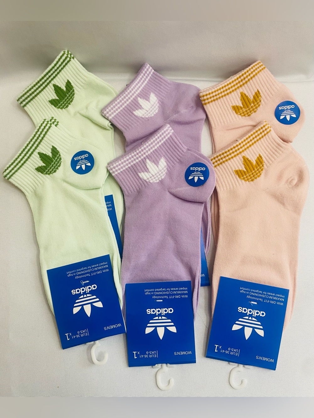adidas Women's Pastel Ankle Socks - Green, Lavender, Peach